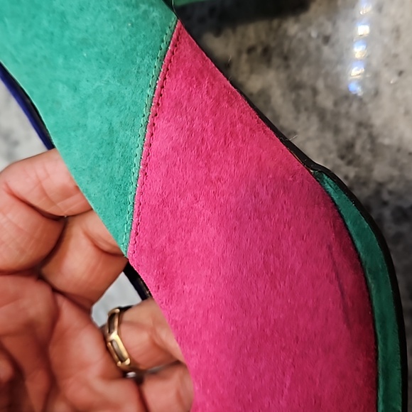 Vintage 80s multi color Retro Multicolor Heels Size 7.5 - Picture 11 of 16